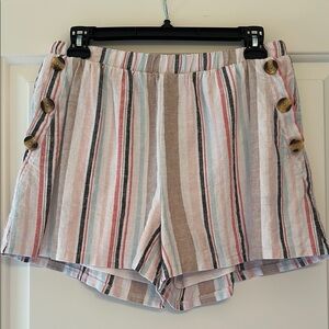 Altar'd State High Waist Pink and White Shorts
